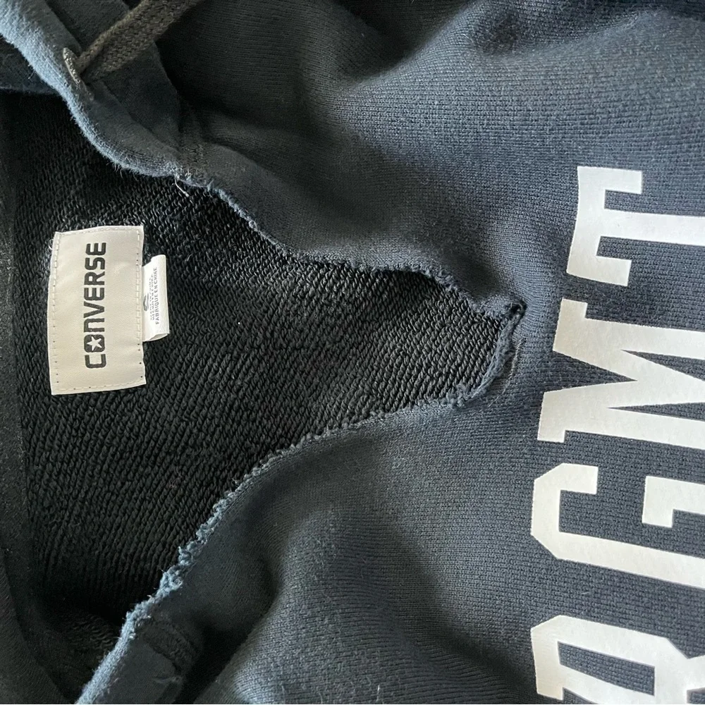 FRAGMENT x CONVERSE sz S Black Pullover Fleece Hoodie Long Sleeve Bolt - Picture 7 of 9